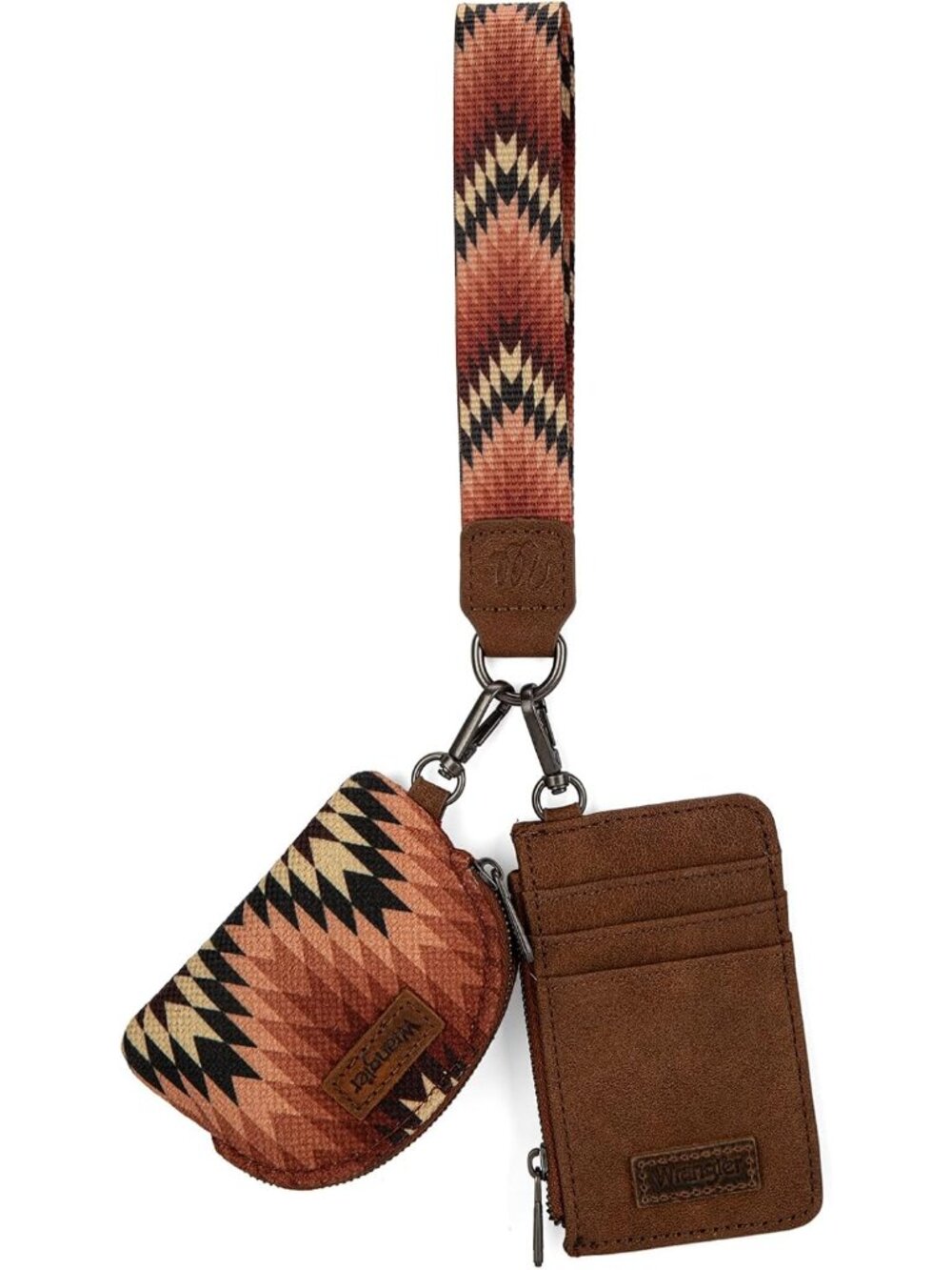 Wrangler Aztec Keychain Wristlet Wallets For Women Western Dual Pouch Wristlet C